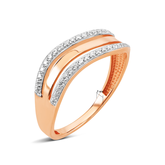 Золота каблучка з фіанітами . Артикул UG511/0259/01/01/01