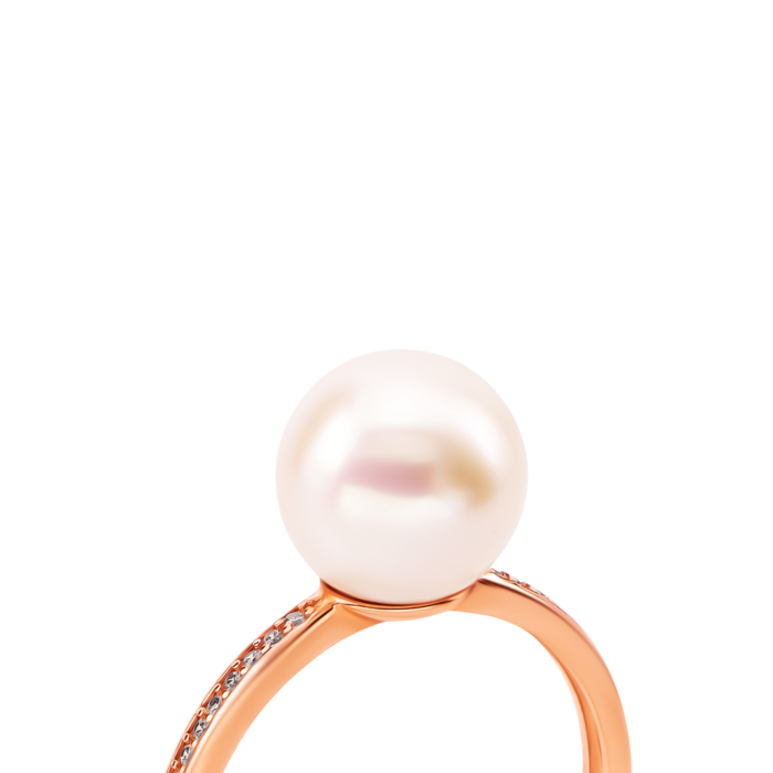 Золота каблучка з перлиною і фіанітами.Артикул UG5119156510101 п