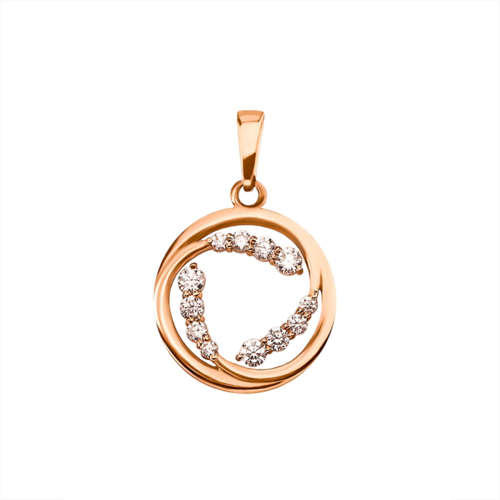 Золота підвіска з фіанітами.Артикул UG531/0143/00/01/01