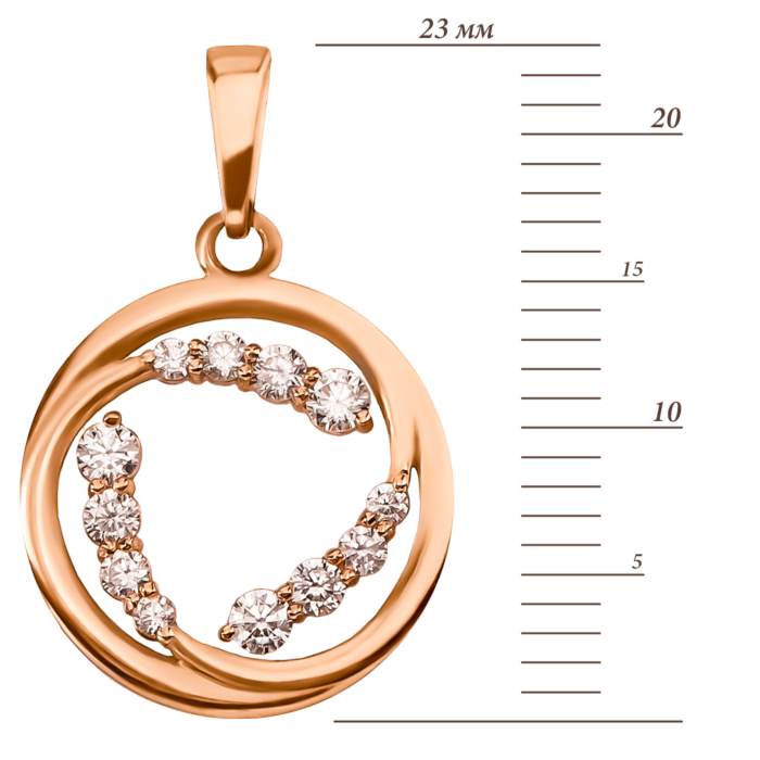 Золота підвіска з фіанітами.Артикул UG531/0143/00/01/01