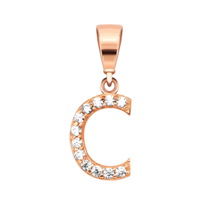 Золотая подвеска Буква С с фианитами. Артикул UG53101029501 с