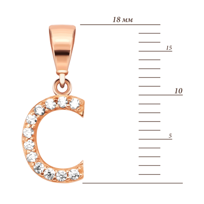 Золота підвіска Буква С з фіанітами. Артикул UG53101029501 с