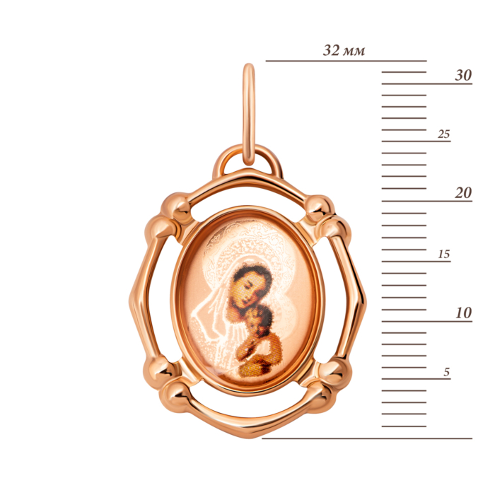 Золота підвіска-ікона Божої Матері.Артикул UG53112019401