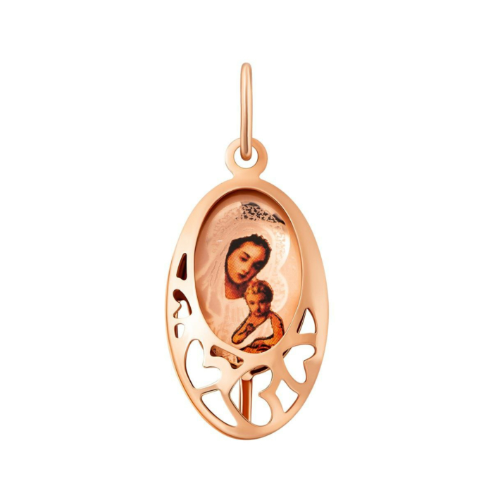 Золота підвіска-ікона Божої Матері. Артикул UG53112019501