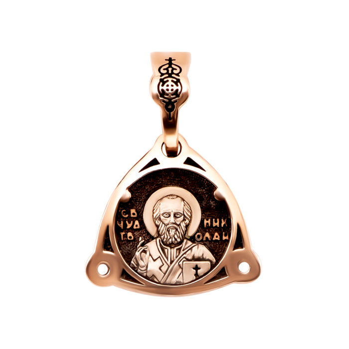 Золота підвіска-іконка Св. Миколай Чудотворець. Артикул UG5ЗЛ55