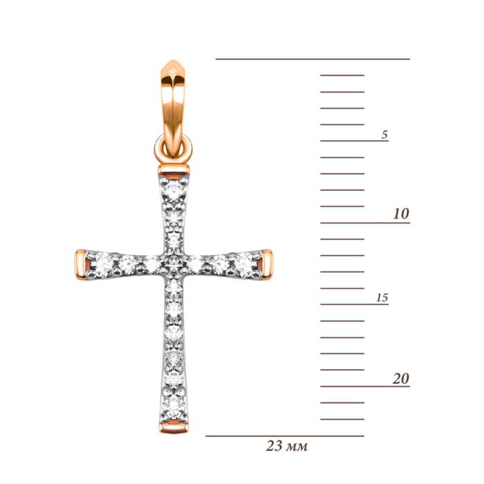 Золотая подвеска Крестик c бриллиантами. Артикул UG53103647201