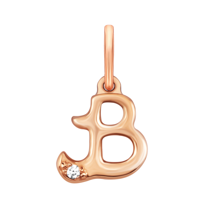Золотая подвеска Буква В с фианитом.Артикул UG531/0164/00/01/01