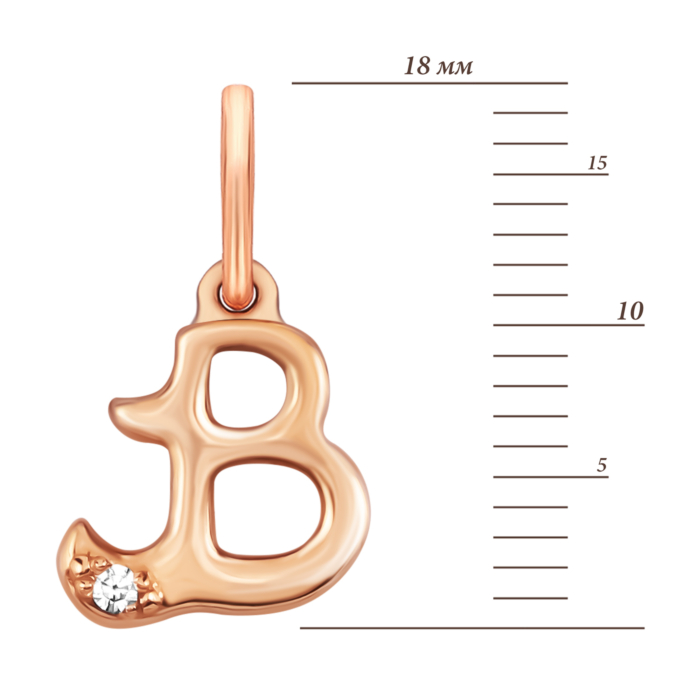 Золотая подвеска Буква В с фианитом.Артикул UG531/0164/00/01/01
