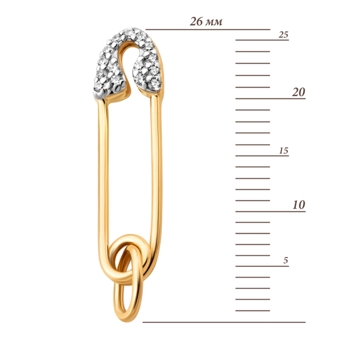 Золота підвіска Булавка з фіанітами.Артикул UG5310388110301