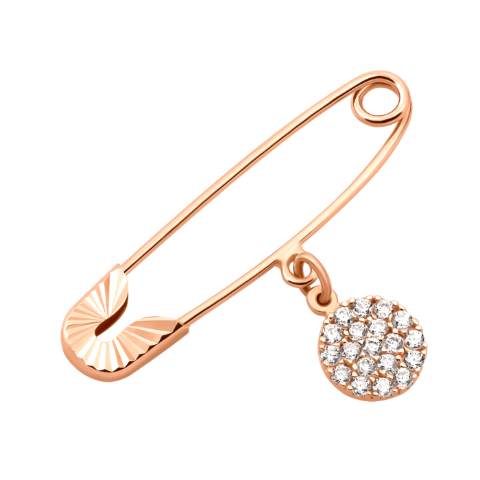 Золота брошка-булавка з фіанітами.Артикул UG58111010401