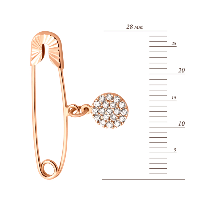 Золота брошка-булавка з фіанітами.Артикул UG58111010401