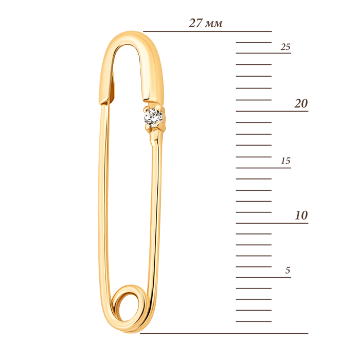 Золота брошка-булавка з фіанітом.Артикул UG5610666910301