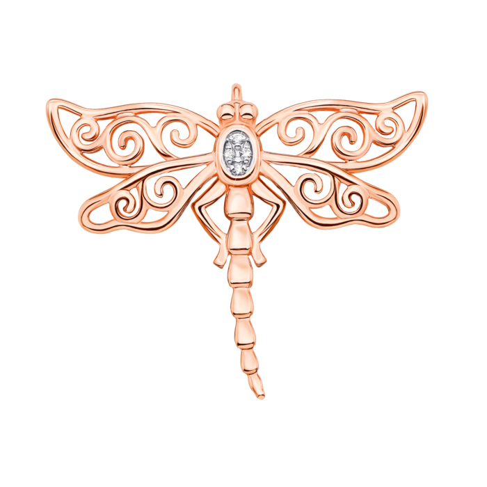 Золота брошка Стрекоза з фіанітами (4112/01/1/1)