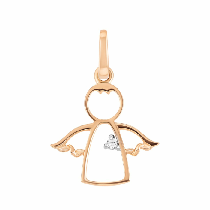 Золота підвіска Янгол з діамантом. Артикул UG5ПМ0024