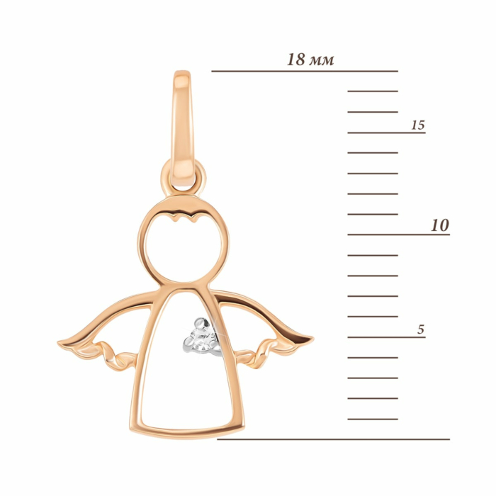 Золота підвіска Янгол з діамантом. Артикул UG5ПМ0024