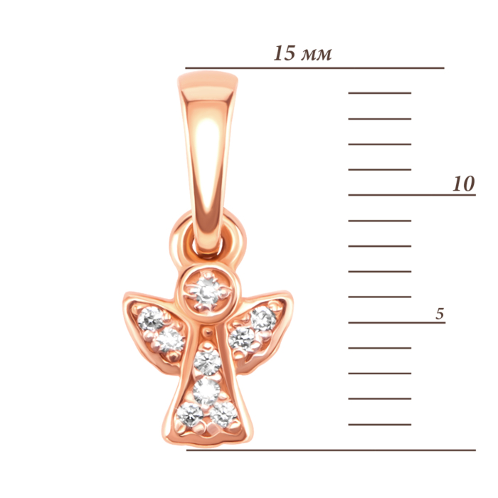 Золота підвіска Янгол з фіанітами. Артикул UG531/0198/01/01/01