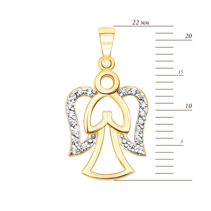 Золота підвіска Янгол з фіанітами (31602/03/1/1)