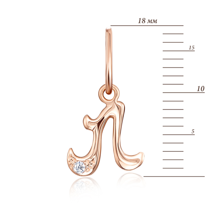 Золота підвіска «Літера Л» з фіанітом. Артикул 3135/л