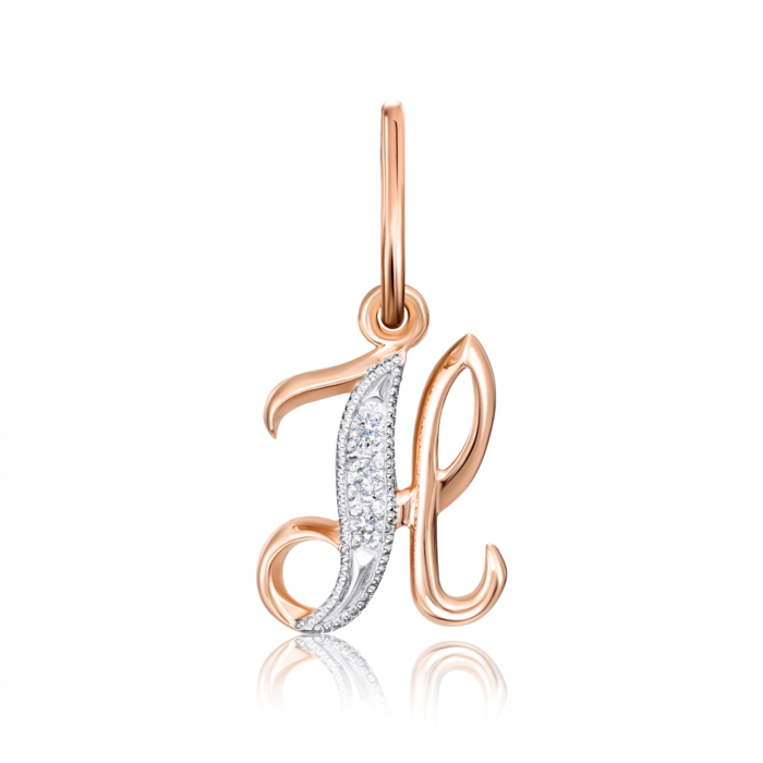 "Золота підвіска ""Літера Н"" з фіанітами. Артикул 31339/н"