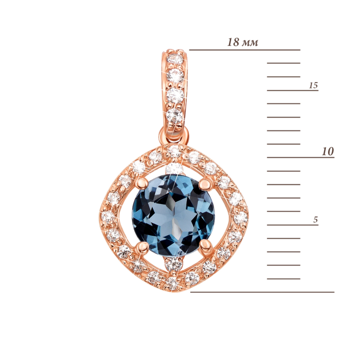 Золотая подвеска c лондон-топазом и фианитами (550013/01/0/5465)