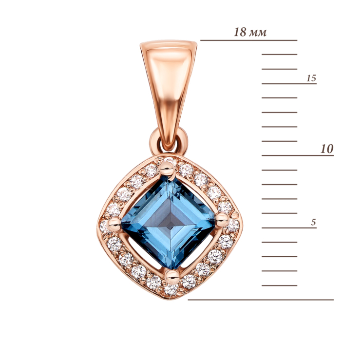 Золота підвіска з лондон-топазом і фіанітами (550014/01/0/5529)