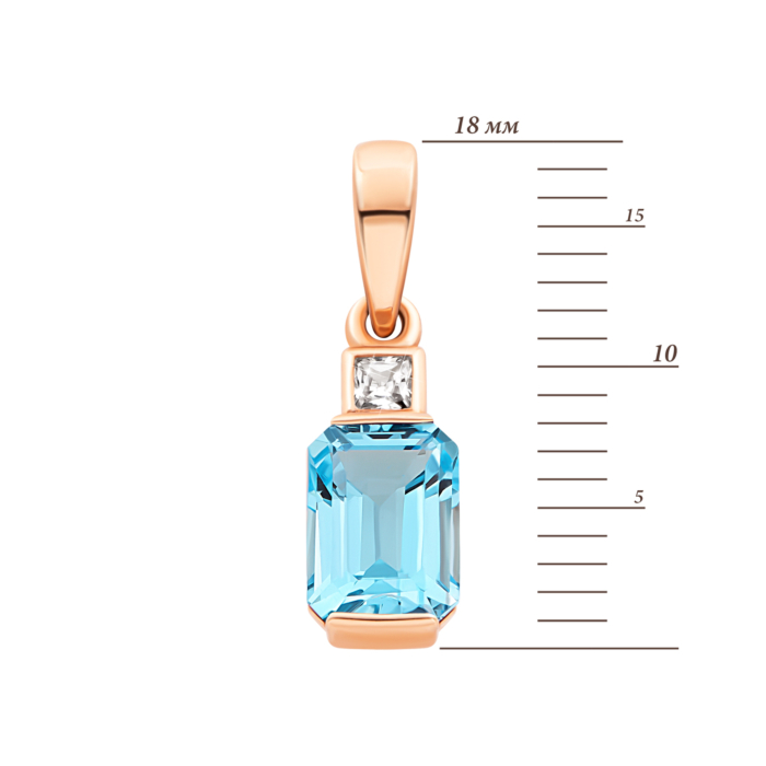 Золота підвіска з топазом swiss і фіанітом.Артикул UG5п656тс