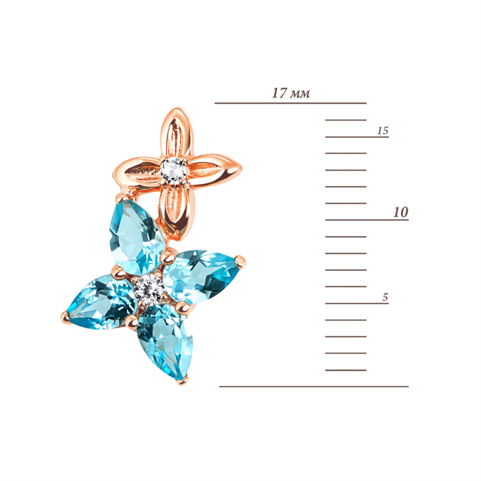 Золота підвіска з топазом swiss і фіанітами. Артикул UG5п660тс