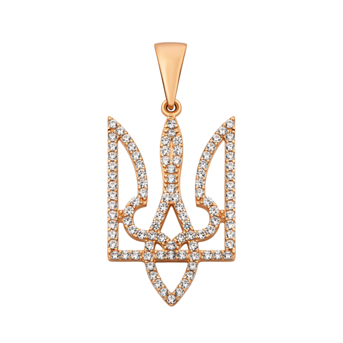 Золота підвіска Герб України з фіанітами.Артикул UG5ПВ1208(в)и