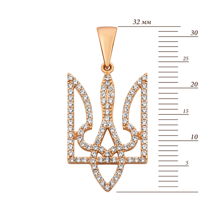 Золота підвіска Герб України з фіанітами.Артикул UG5ПВ1208(в)и