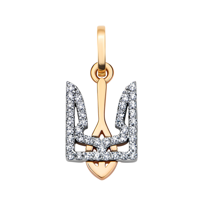 Золота підвіска Герб України з фіанітами.Артикул UG5п103