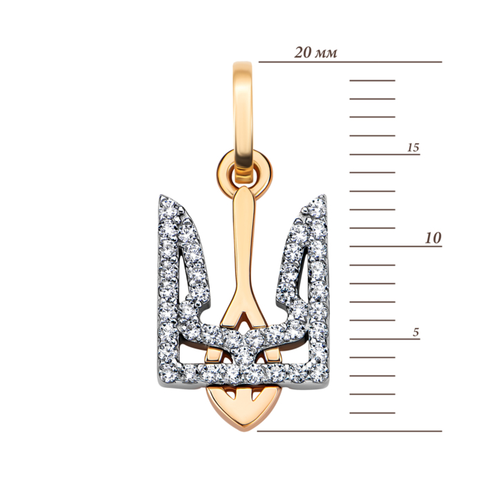 Золота підвіска Герб України з фіанітами.Артикул UG5п103