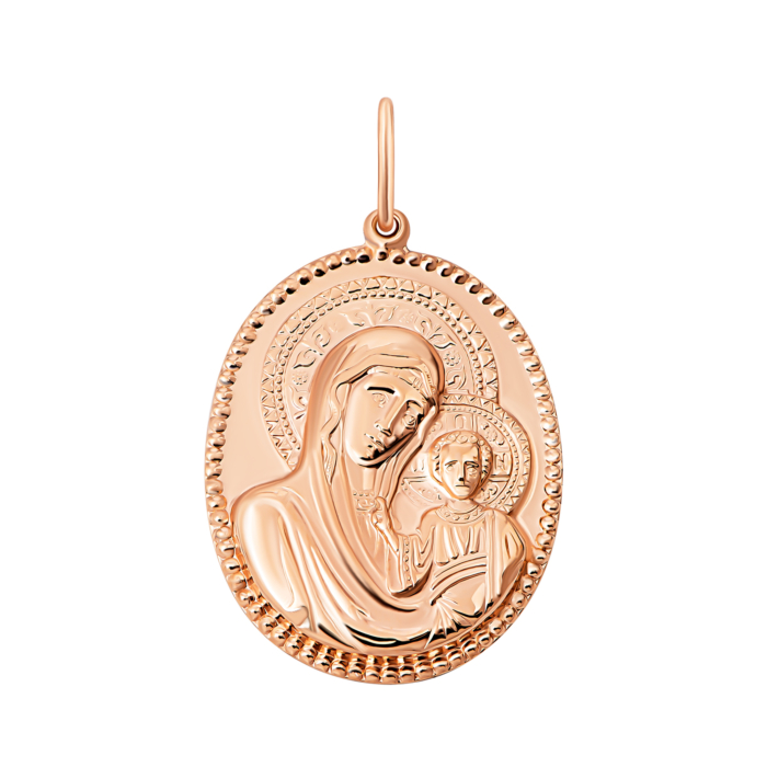 Золота підвіска-іконка Божої Матері Казанської.Артикул UG5и009