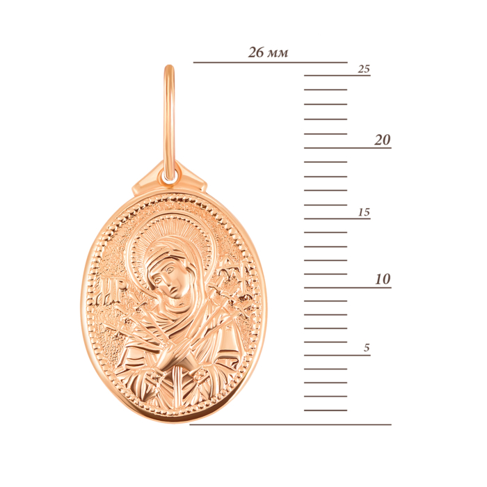 Золота підвіска-іконка Божої Матері «Семистрільна». Артикул UG5П0141