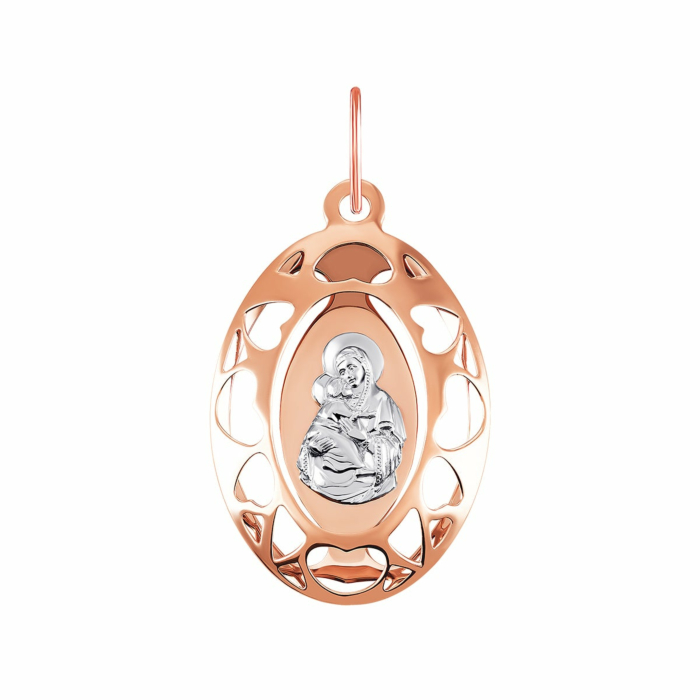 Золота підвіска-ікона Божої Матері Володимирська.Артикул UG511417-Л.Вл.м.  л.бел