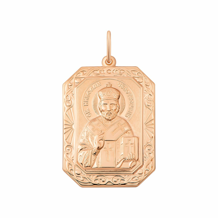 Золота підвіска-іконка Св. Миколай Чудотворець. Артикул UG5и027