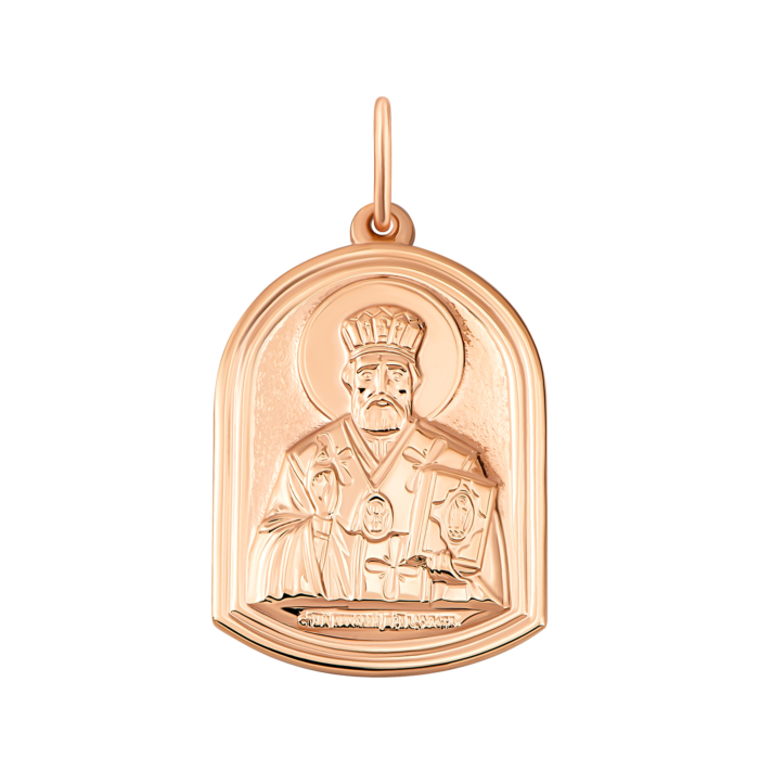 Золота підвіска-іконка Св. Миколай Чудотворець.Артикул UG5и047