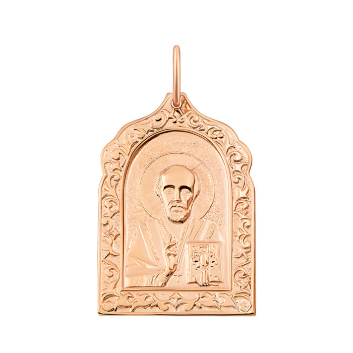 Золота підвіска-іконка Св. Миколай Чудотворець.Артикул UG5и054