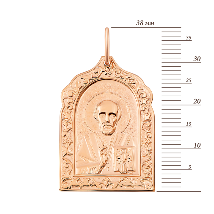 Золота підвіска-іконка Св. Миколай Чудотворець.Артикул UG5и054