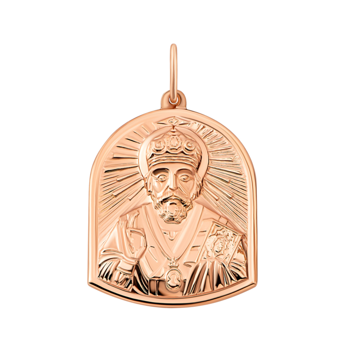 Золота підвіска-іконка Св. Миколай Чудотворець.Артикул UG5и077
