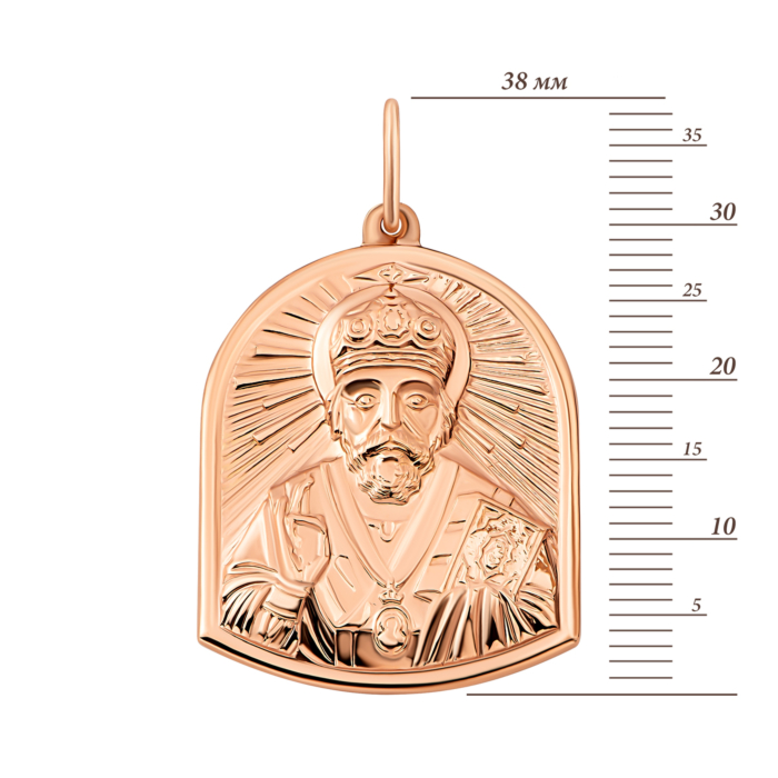 Золота підвіска-іконка Св. Миколай Чудотворець.Артикул UG5и077