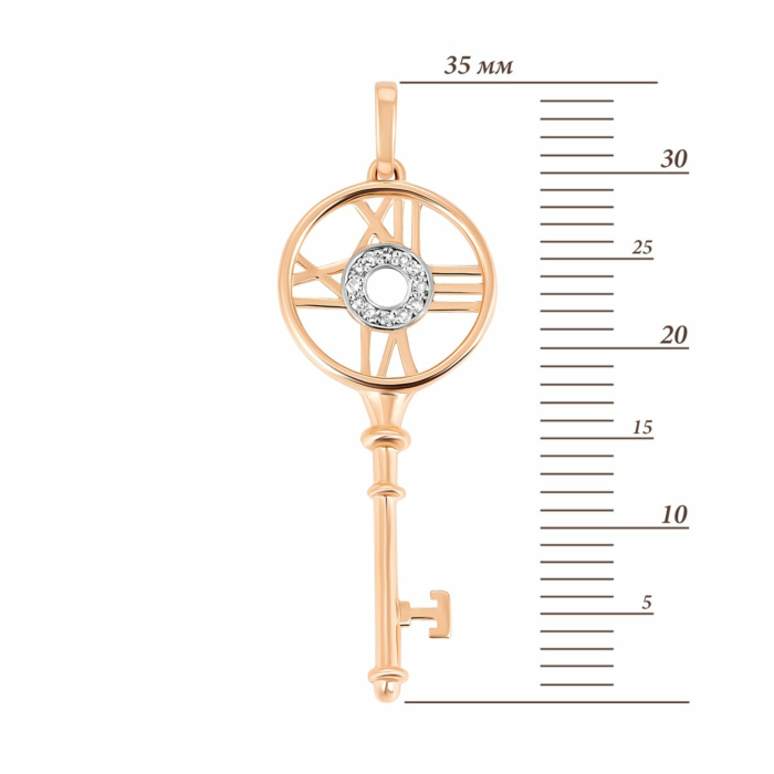 Золота підвіска Ключик з діамантами. Артикул UG5ПМ0042