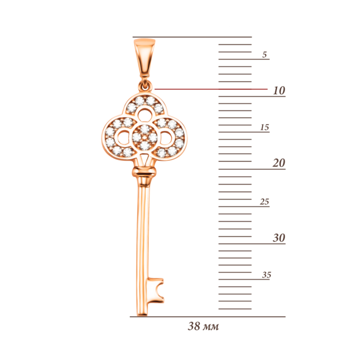 Золота підвіска Ключик з фіанітами. Артикул UG53101025901