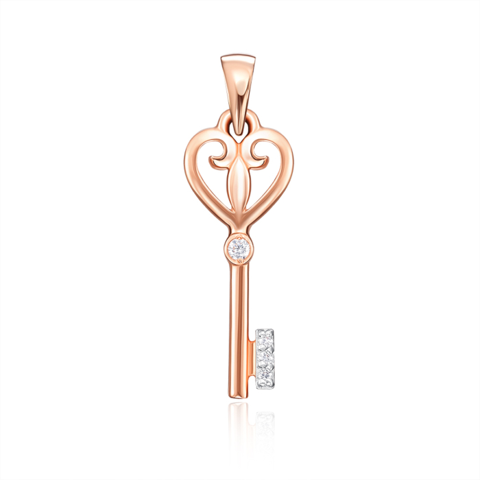 Золота підвіска «Ключик» з фіанітами. Артикул 31591/01/1/208 (31591)