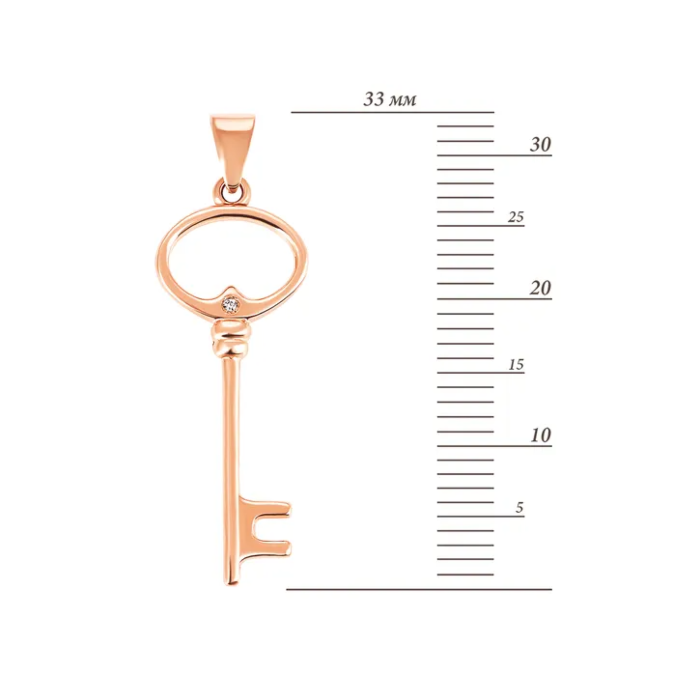 Золота підвіска Ключик з фіанітом. Артикул UG53/51/009