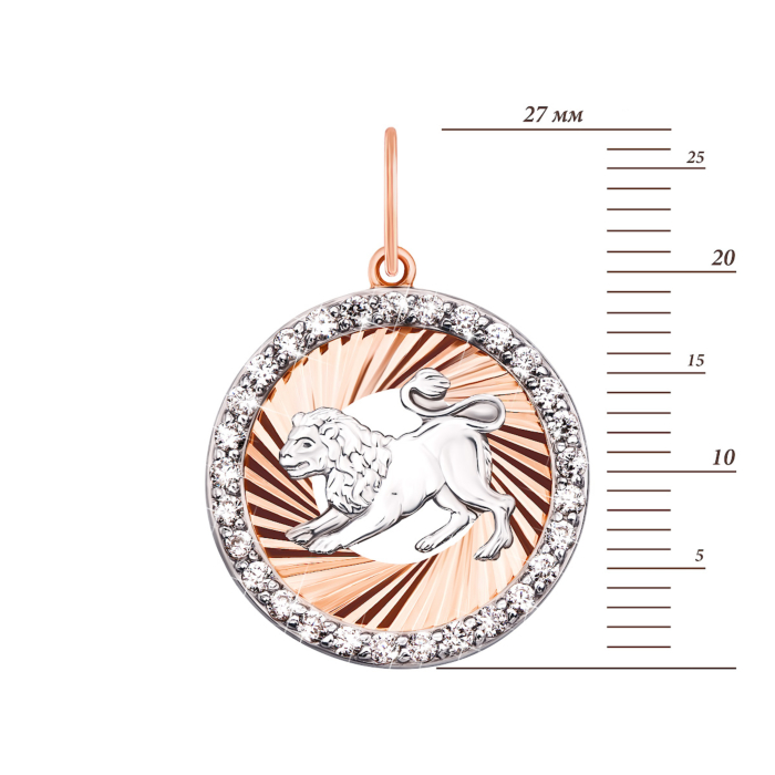 Золота підвіска Лев з фіанітами (30512-5/01/3/3 (30512/лв)