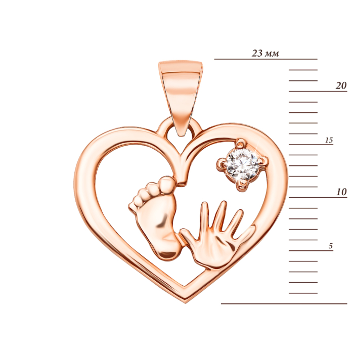 Золота підвіска Ніжка-долонька з фіанітом (31657/01/0/28)