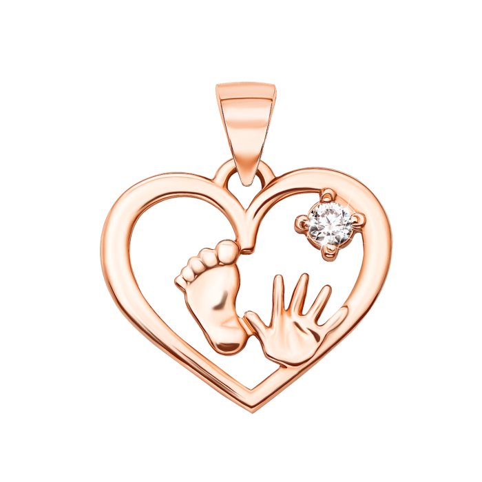 Золота підвіска Ніжка-долонька з фіанітом (31657/01/0/28)