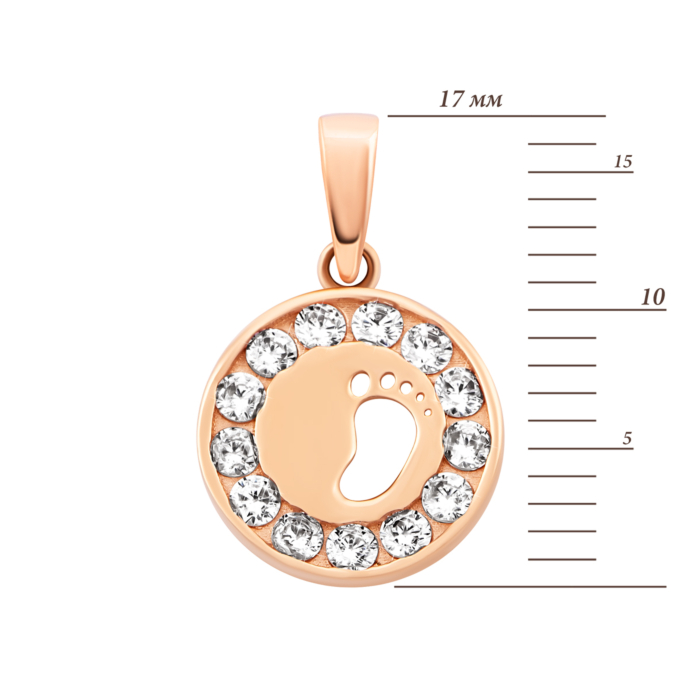 Золота підвіска Ніжка з фіанітами.Артикул UG53101011301