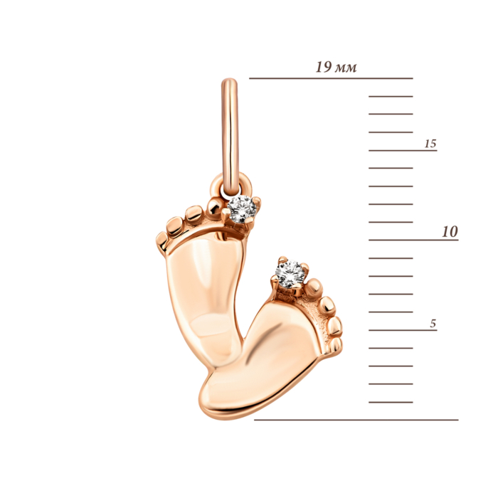 Золота підвіска Ніжки з фіанітами.Артикул UG5310389110101