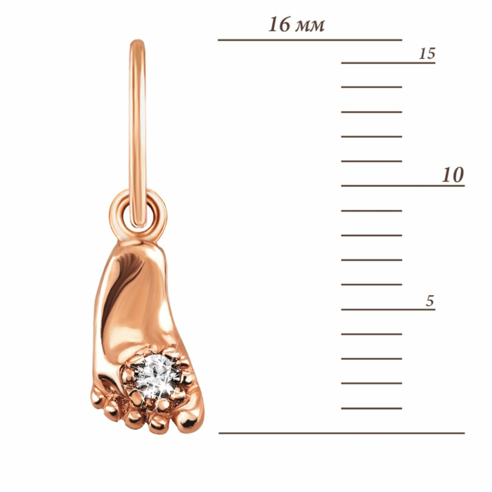Золота підвіска Ніжка з фіанітом. Артикул UG5ПВ792и